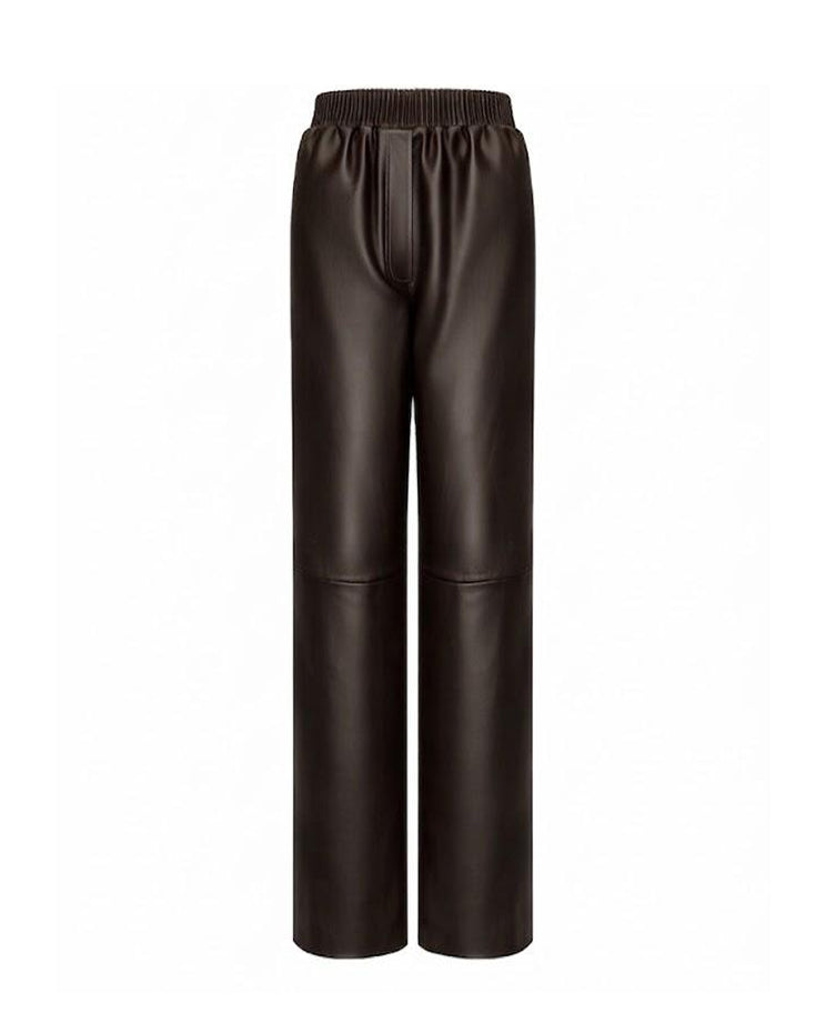 Straight-leg Pants in leather
