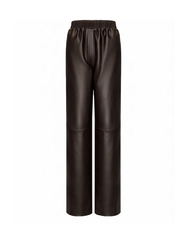 Straight-leg Pants in leather