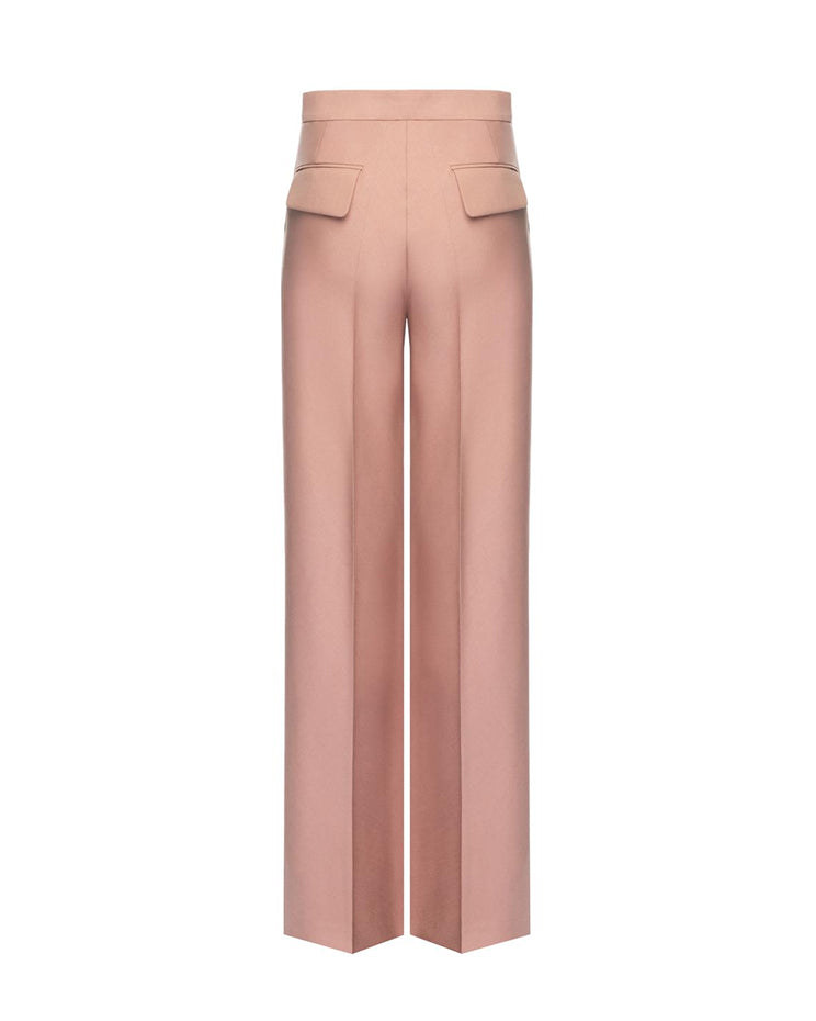 The Pleated Wide Leg Trouser in Dusty Rose