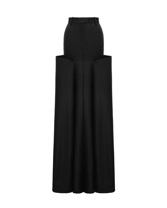 Structured Side-Fold Maxi Skirt