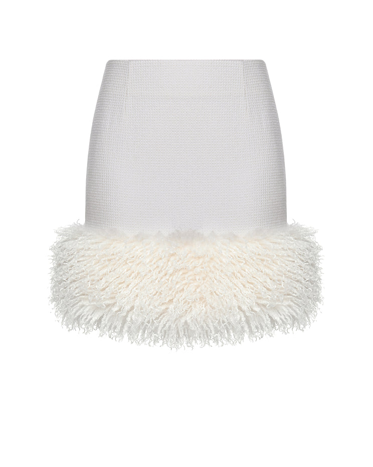 Fur Trimmed Mini Skirt