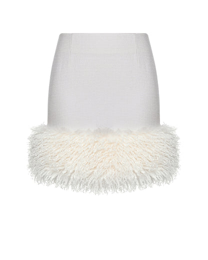 Fur Trimmed Mini Skirt