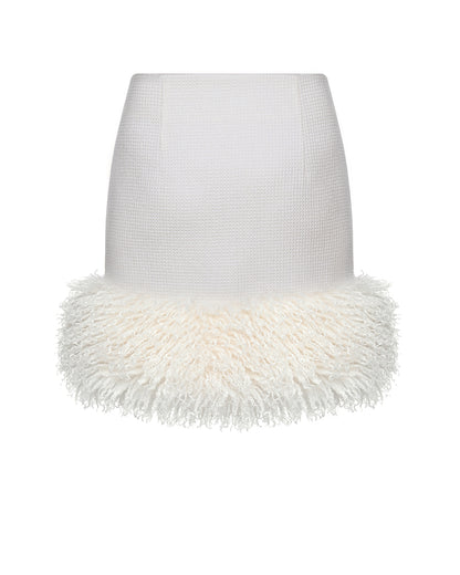 Fur Trimmed Mini Skirt