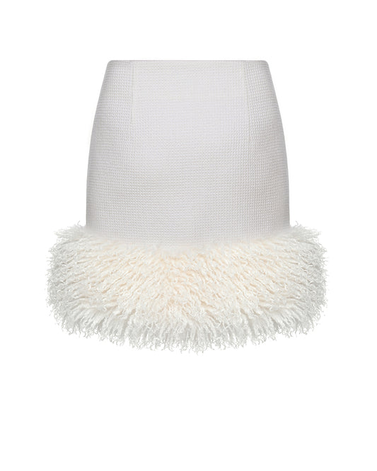 Fur Trimmed Mini Skirt