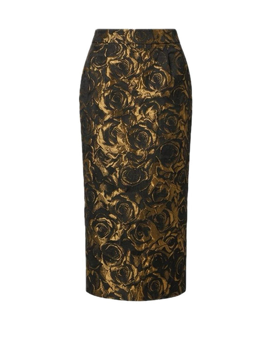 Rose Motif Jacquard Skirt