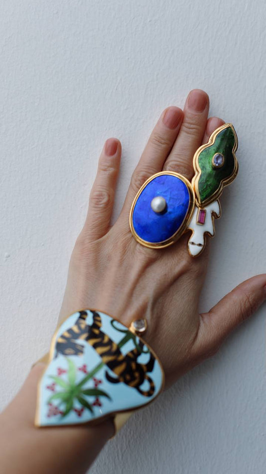 Green Ring With Purple Round Stone