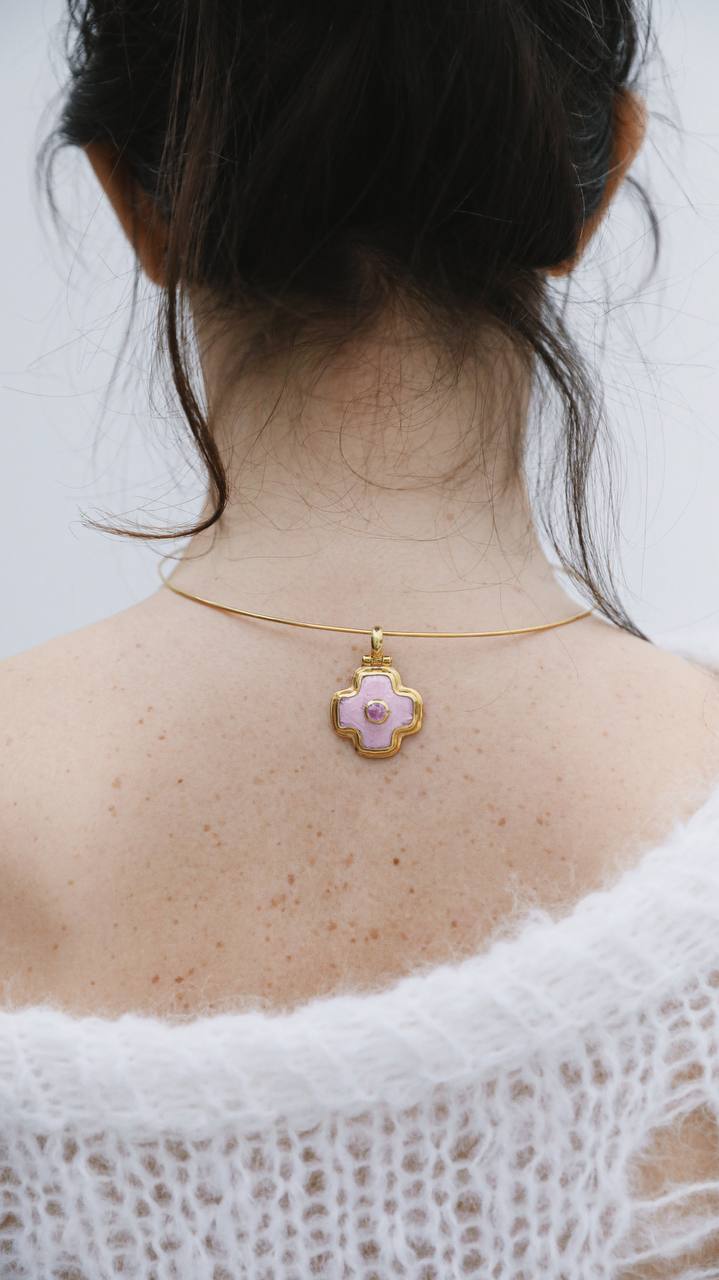 Rose cross necklace