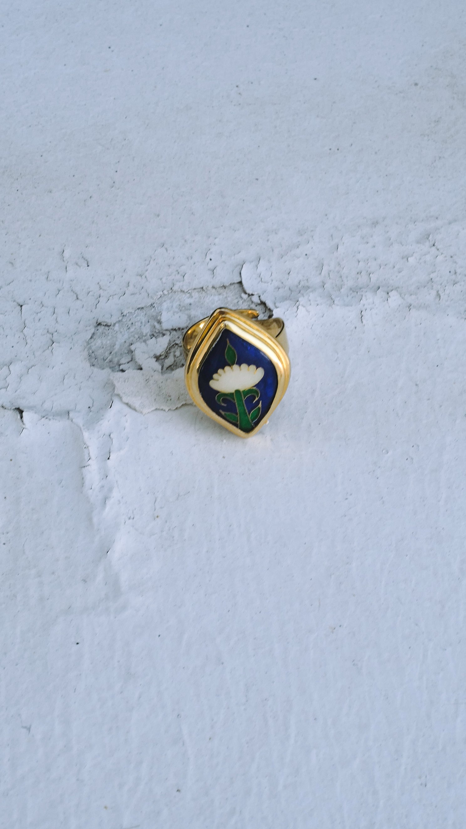 Blue petal enamel ring