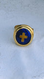 Blue ring with cross