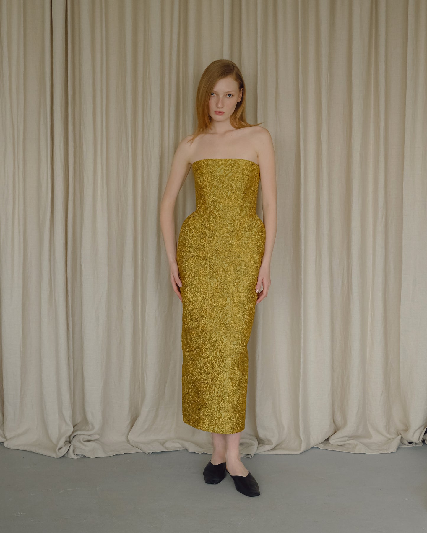 Yellow Jacquard Dress