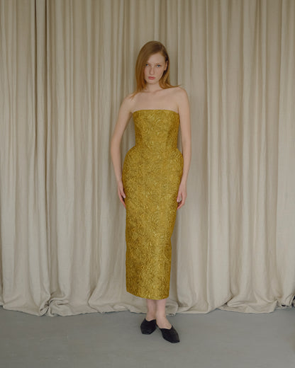 Yellow Jacquard Dress