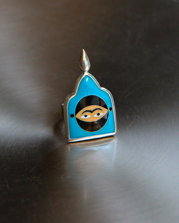 Blue Ring with Face