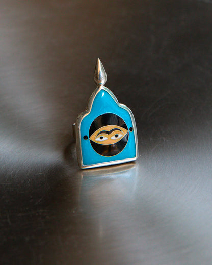 Blue Ring with Face