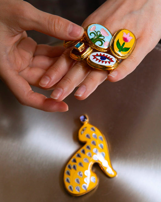Gongli Yellow Leopard Brooch