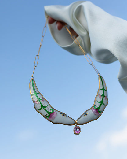Necklace w Diamonds and Pink Mahenge Spinel Stone