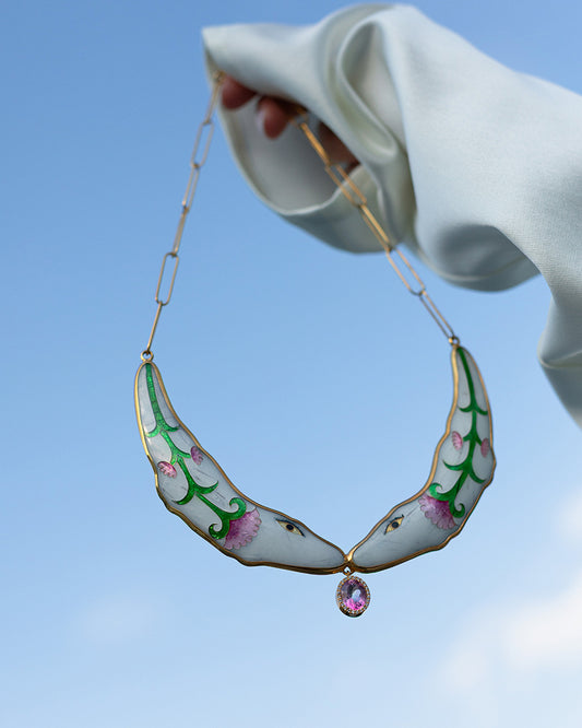 Necklace w Diamonds and Pink Mahenge Spinel Stone