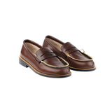Grainy Brown leather mocassin
