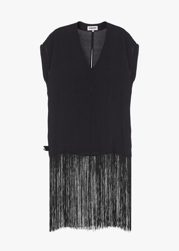 Hem fringe tencel dress