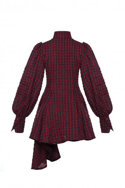 PUCKERED CHECK DRESS