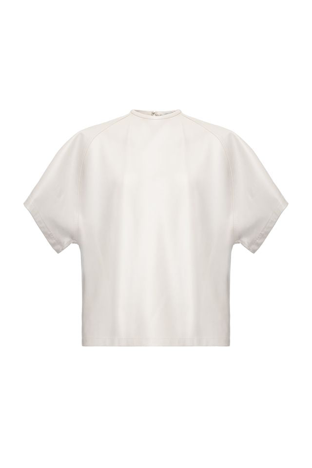 Cream leather t-shirt