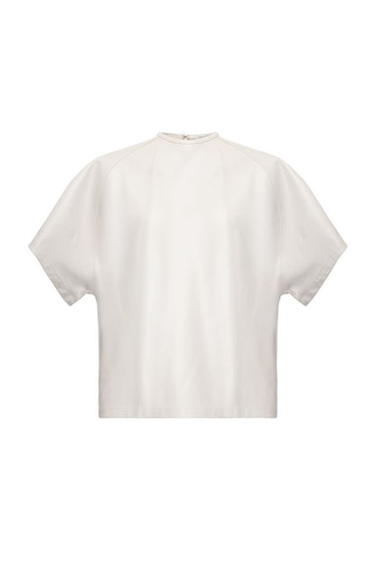 Cream leather t-shirt