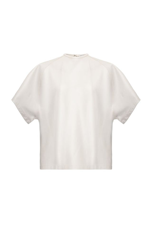 Cream leather t-shirt