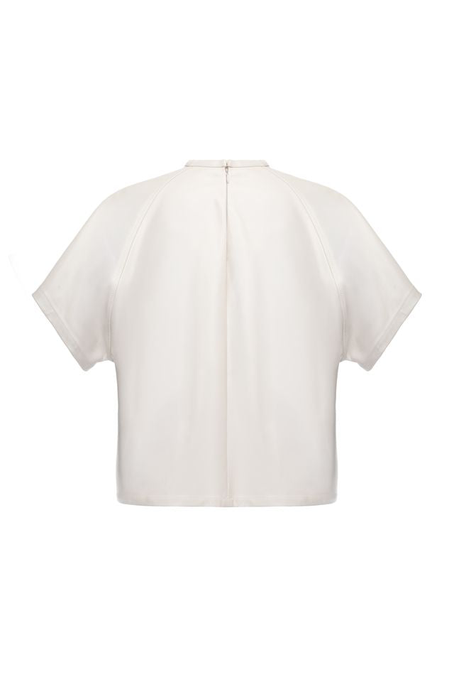 Cream leather t-shirt
