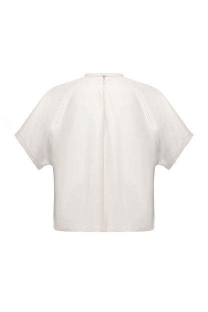 Cream leather t-shirt