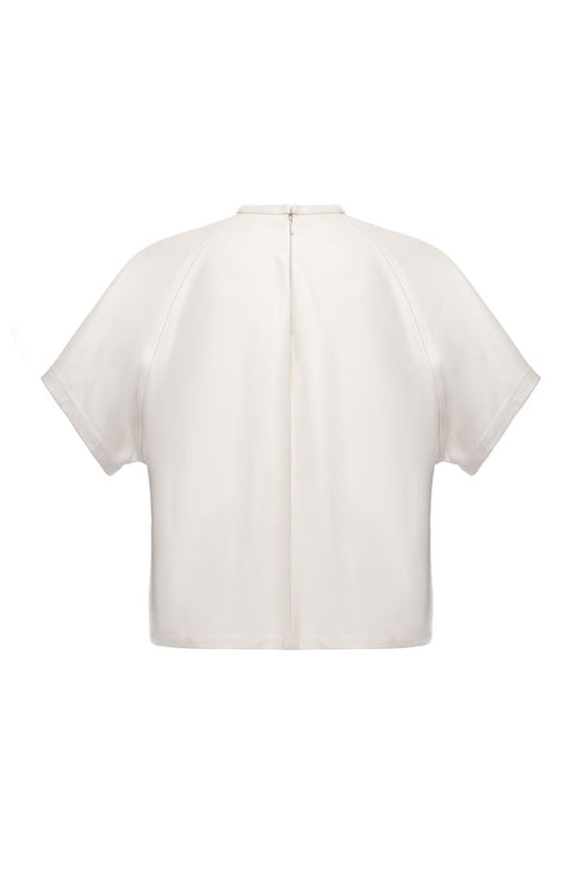 Cream leather t-shirt