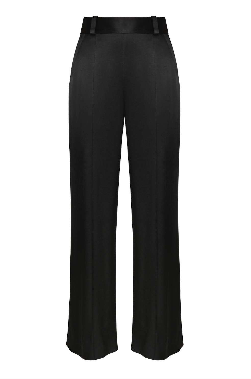 VELVET-TRIMMED SATIN WIDE LEG PANTS