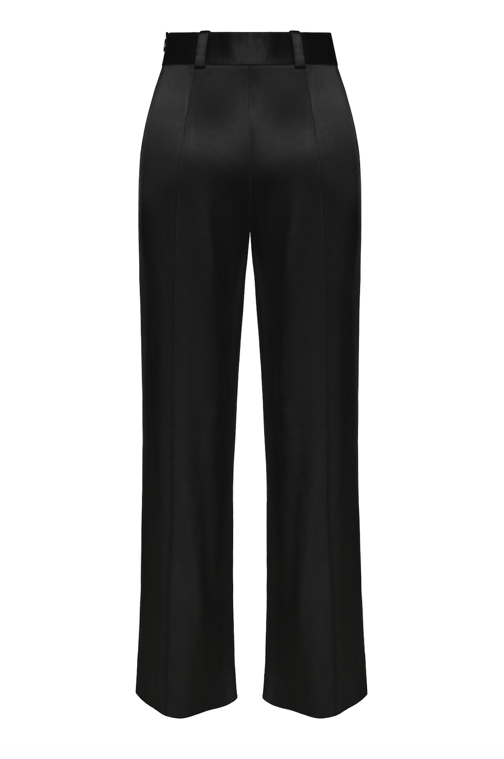 VELVET-TRIMMED SATIN WIDE LEG PANTS