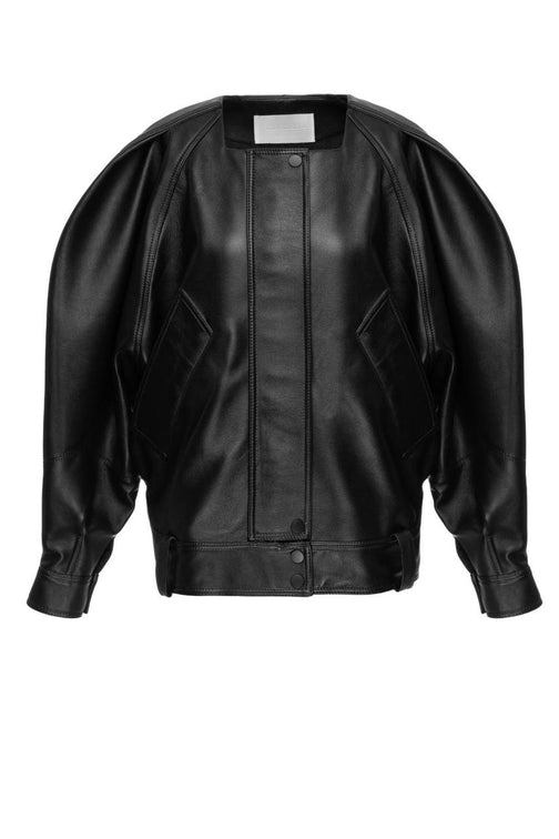 Mathilda black bomber jacket in leather