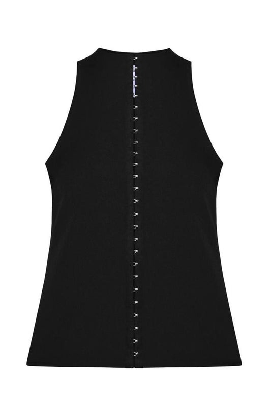 Slim-fit top in black with hooks