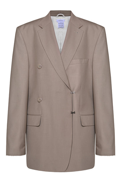 Oversize dark beige blazer with hooked buttons