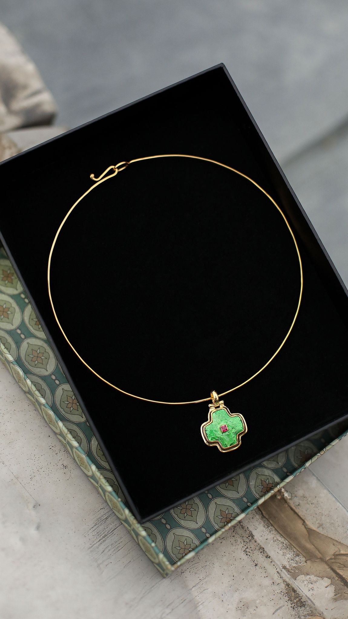 Emerald Crossfire Pendant Necklace