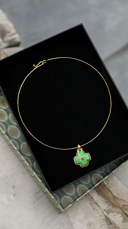 Emerald Crossfire Pendant Necklace