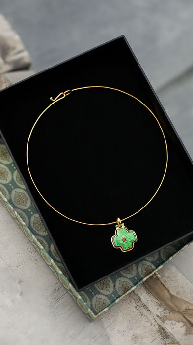 Emerald Crossfire Pendant Necklace