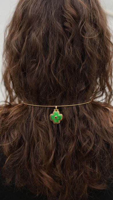 Emerald Crossfire Pendant Necklace