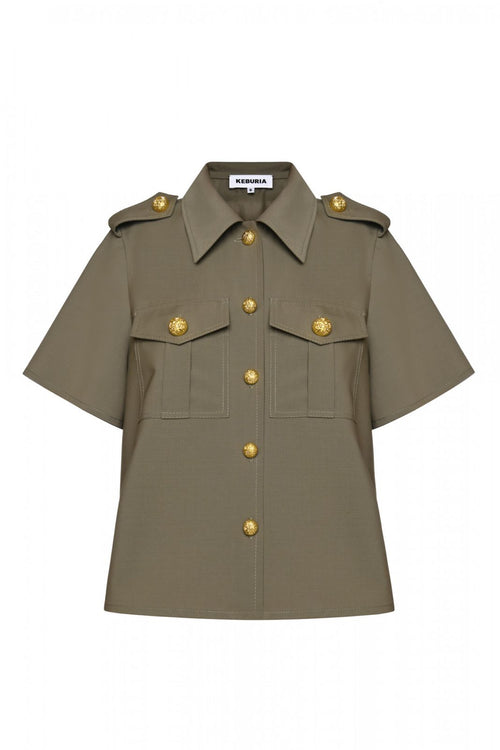 Keburia sleeve less shirt in olive green
