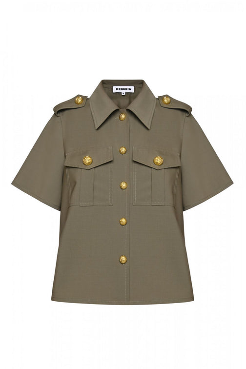 Keburia sleeve less shirt in olive green