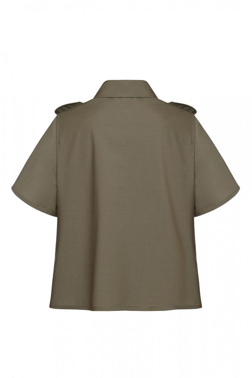 Keburia sleeve less shirt in olive green