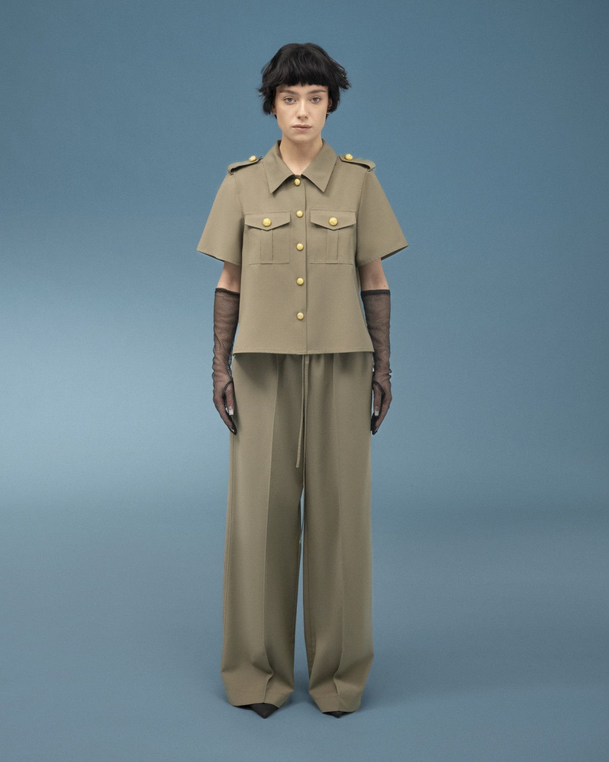 Keburia sleeve less shirt in olive green