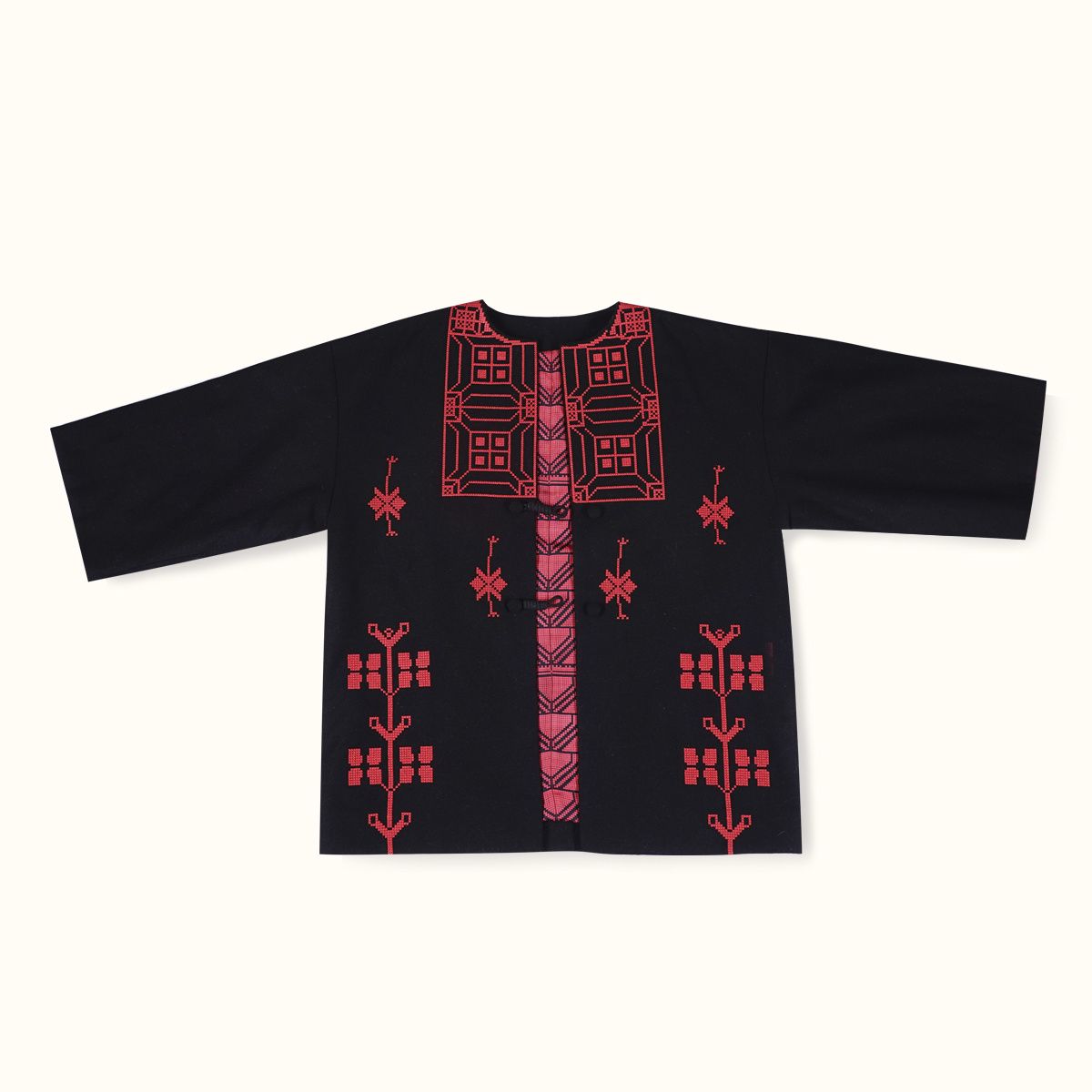 Jacket "DESERT FLOWERS" wool with red embroidery