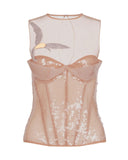 KOMA beige corset top W bird detail