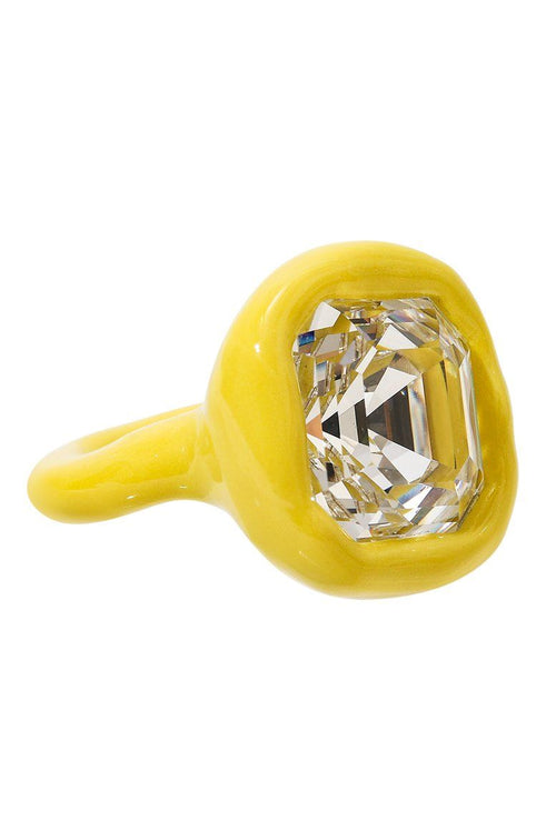 Yellow Ring W/ White Stone