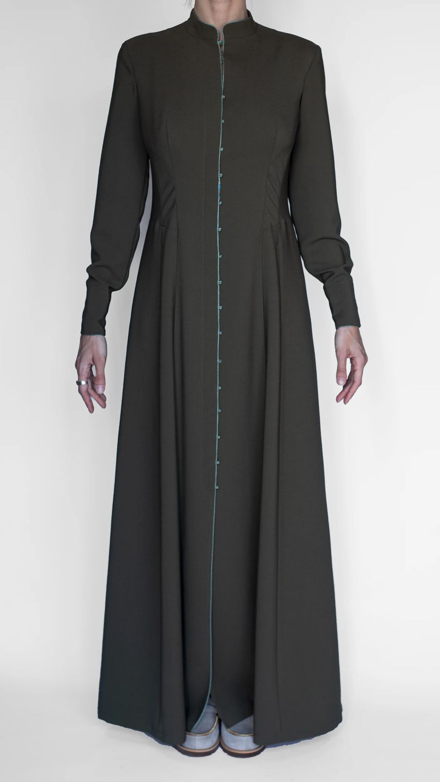 akhalukhi cotton dress Olive back pattern