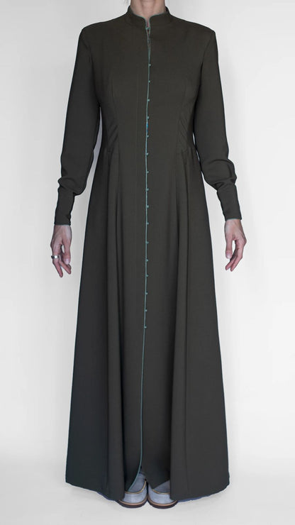 akhalukhi cotton dress Olive back pattern