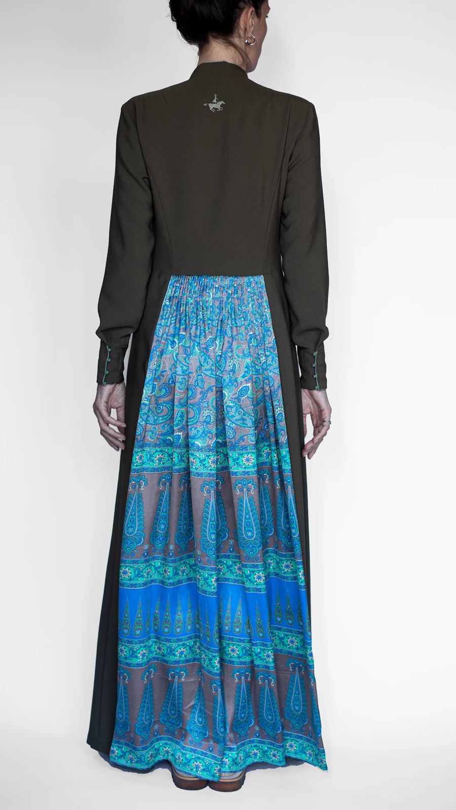 akhalukhi cotton dress Olive back pattern