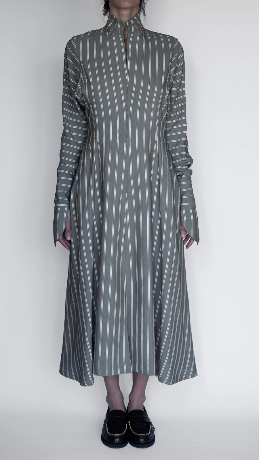 Samoseli pirveli akhalukhi shirt dress OLIVE stripes