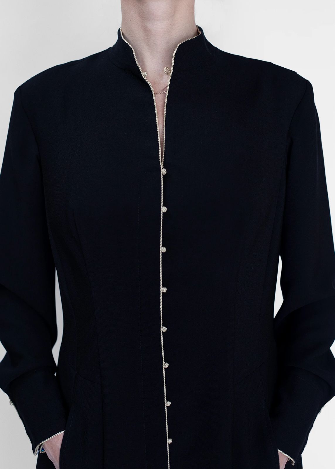 akhalukhi black cotton dress blue back